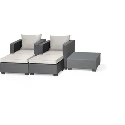 KETER Allibert Salta Loungegruppe mit Sand Kissen  2 Sessel + 2 Hocker + Tisch in Rattanoptik