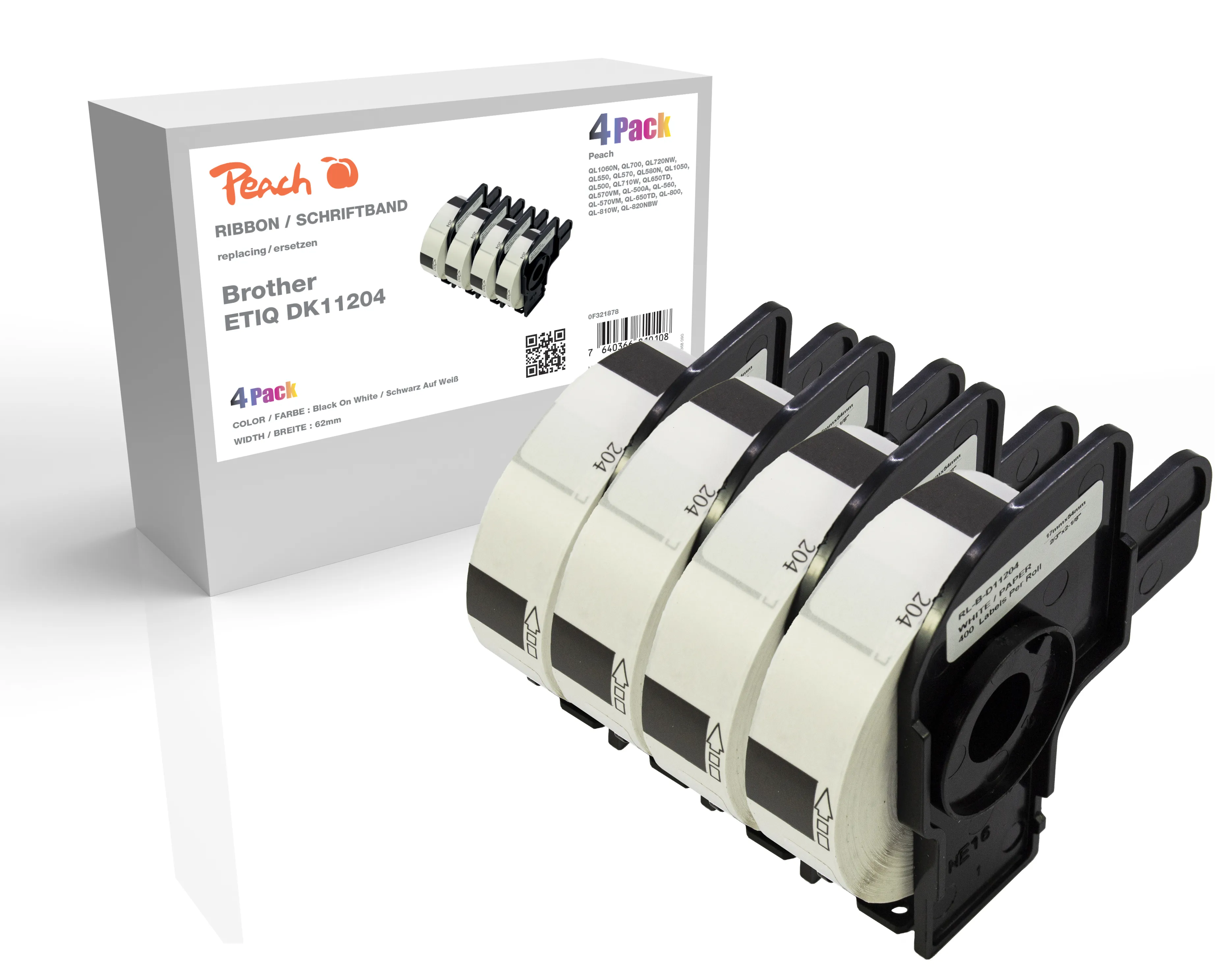 Etikettenrolle kompatibel zu Brother DK-11204, Pack(4)  BR-DK-11204