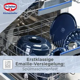 Dr. Oetker Gugelhupfform in Dunkelblau Ø 18 cm Back-Liebe Emaille Ø kratzfester Emaille-Versiegelung, Bundform für köstlichen Gugelhupf 22 schwarz