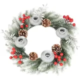 Weihnachtskranz Kerzenhalter Adventskranz Deko Adventskranz Kerzenhalter Weihnachtsdeko Adventskranz Künstlicher Adventskranz mit Kerzenhaltern Weihnachtsgesteck Modern Advent Deko (A-013)