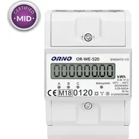 Orno OR-WE-520 Stromzähler Hutschiene 3-Phasen Einweg MID Geeicht und Zertifiziert