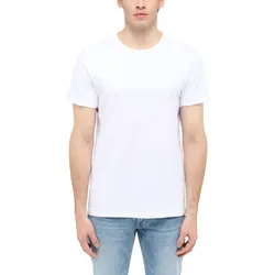 Kurzarmshirt MUSTANG "T-Shirts", Herren, Gr. M, weiß, Jersey, 95% Baumwolle, 5% Elasthan, casual, Rundhals, Shirts