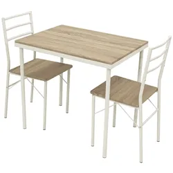 DEGAMO Essgruppe KÖLN 3-teilig, Metallgestell, Oberfläche Eiche Dekor