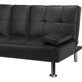Beliani Schlafsofa Kunstleder 3-Sitzer Schwarz