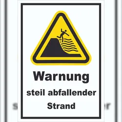 Schild Warnung steil abfallender Strand A0 (841x1189mm)