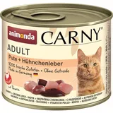 Carny Katzen Nassfutter Pute + Hühnchenleber (6 x 200g), Katzen Nassfutter von animonda ohne Getreide und Zucker, mit frischen fleischlichen Zutaten