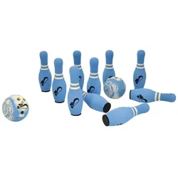 EDUPLAY Spielzeug-Gartenset Soft-Bowling mit 10 Pins und 2 Bowling Kugeln blau