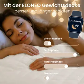eloneo Sherpa Fleece Gewichtsdecke 200x200cm 11kg, Oeko-Tex Zertifiziert, Entspannungsdecke & Anti-Stress Therapiedecke, schwere Decke zum Schlafen, weiß