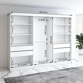 a&j möbelland gmbh Schiebetürenschrank FARA 200 x 215 x 59,5 cm Weiß/Schwarz