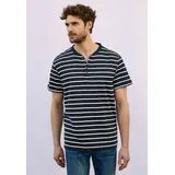 STREET ONE Gestreiftes Henleyshirt - blau