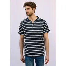 STREET ONE Gestreiftes Henleyshirt - blau