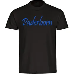 multifanshop Herren T-Shirt - Paderborn - Schriftzug - Druck blau - Männer