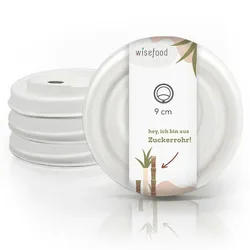 Wisefood 100 Kaffeebecher-Deckel - Bagasse Deckel Kaffeebecher 90mm -  (weiß, 300ml)