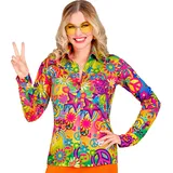 W WIDMANN MILANO Party Fashion - 60er Jahre Bluse für Damen, Hippie, Reggae, Flower Power, Disco Fever, Schlagermove