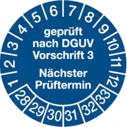 Dreifke® Prüfplakette DGUV Vorschrift 3 nächste Prüfung ab 2028, - 30 mm Folie selbstklebend, 10 St
