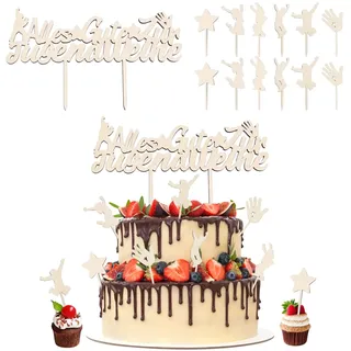 MONCAP 13 Stück Jugendweihe Tortendeko Alles Gute zur Jugendweihe Cake Topper Jugendweihe Tortenstecker Holz Jugendweihe Kuchen Dekoration für Jugendweihe Deko Party Junge Mädchen