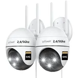 ieGeek Überwachungskamera 5G/2,4GHz Überwachungskamera Aussen 2K 5MP WLAN Kamera Überwachung (Aussen, Außenbereich, Outdoor, außen, 355°/120° PTZ, 24/7 Aufnahme,Nachtsicht in Farbe,Cloud-Speicher, 2-tlg., WiFi PTZ IP Kamera Outdoor Mit Mensch Bewegungsmelder, 2-Wege-Audio,Multi-User-Sharing, Automatische Verfolgung)
