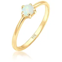 Elli Ring Damen Basic Bandring Synthetischer Opal Geo in 925 Sterling Silber vergoldet