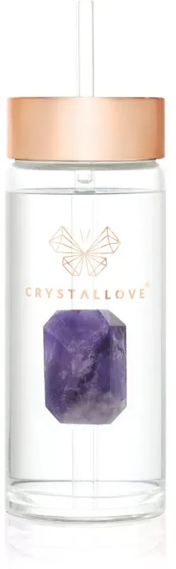 Crystallove Amethyst Straw Water Bottle Wasserflasche mit Strohhalm 1 St.