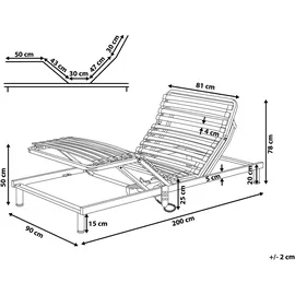 Beliani Lattenrost elektrisch verstellbar aus Holz 90x200 cm grau und Silber Comfort