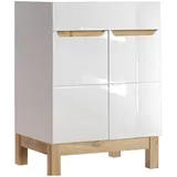 Lomadox Lomado Waschbeckenschrank, Weiß, Holzwerkstoff, 60x85x45 cm, Badezimmer, Badezimmerschränke, Waschbeckenunterschränke