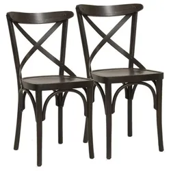 METRO PROFESSIONAL Restaurantstuhl Cross 2er Set, Buchenholz, walnussbraun