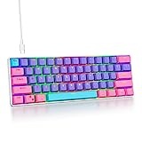 SOLIDEE mechanische gaming tastatur 60 prozent,61 Tasten kompakte mechanische tastatur RGB Hintergrundbeleuchtung,60% prozent tastatur mechanisch QWERTY,Roter Schalter für Win/Mac PC Laptop(61 Purple)