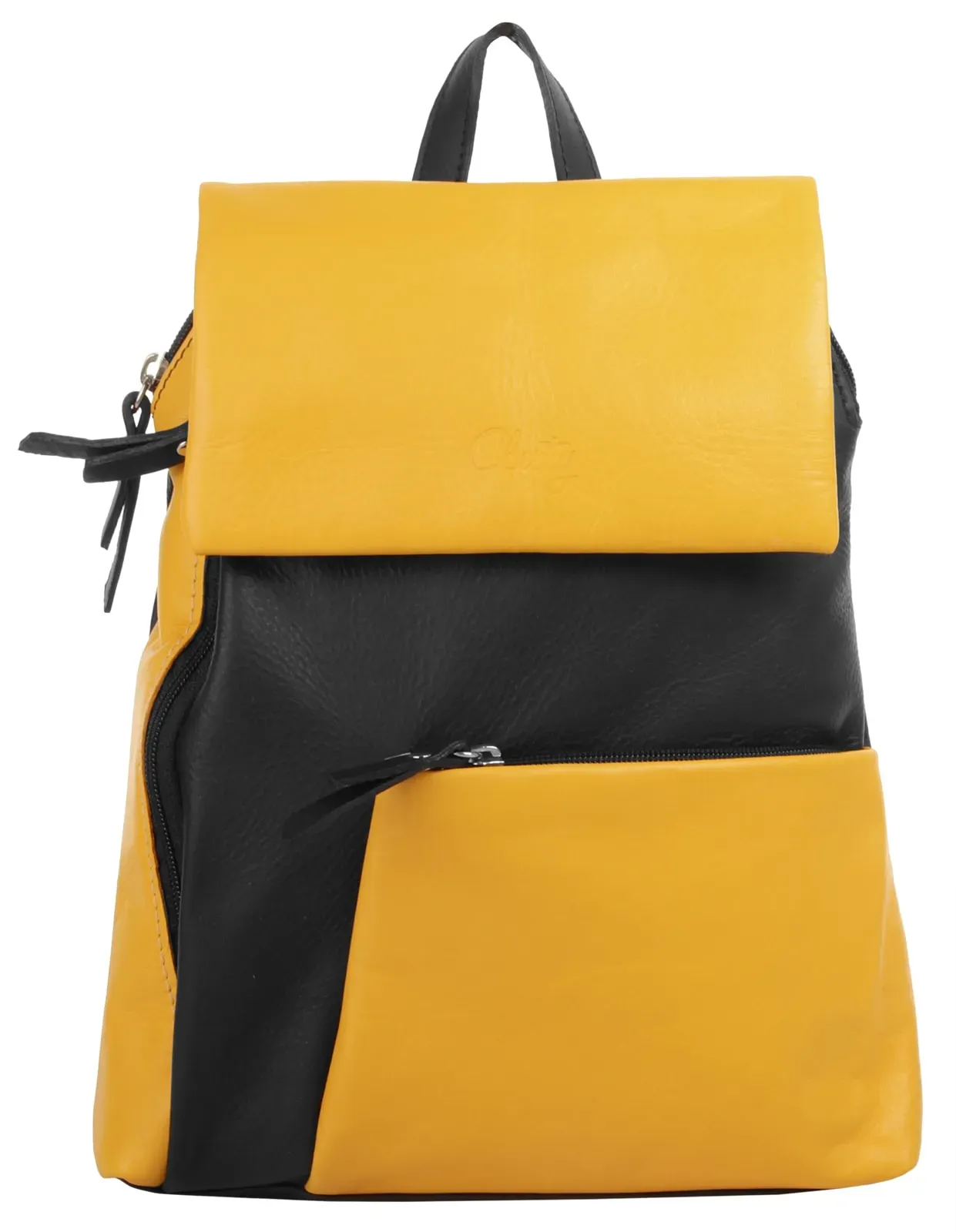 Cityrucksack CLUTY, Damen, Gr. B/H/T: 27cm x 30cm x 4cm, onesize, gelb, Leder, Rindsleder, Rucksäcke Cityrucksack, echt Leder, Made in Italy