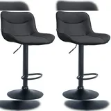 CLP 2er Set Barhocker Vonore Kunstleder I Höhenverstellbar mit Lehne und 360 Grad drehbar I Inkl. Fußstütze und Metallgestell