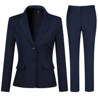 YYNUDA Anzug Set Damen Business Hosenanzug Slim Fit Blazer mit Anzughosen Elegant für Office Hochzeit Blau M - M