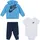 Nike Erstausstattungspaket NIKE SPORTSWEAR "JDI TOSS 3PC FZ PANT SET", Mädchen, Gr. 62 (3), blau (blau, marine), Sweatware, Obermaterial: 60% Baumwolle, 40% Polyester, KOB Set-Artikel Erstausstattungspaket, für Babys