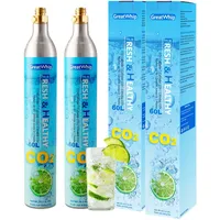 GreatWhip 2x CO2 Zylinder 60 L für Wassersprudler, Prämie Einschrauben Karbonisator kompatibel mit gängigen Sprudlern, SodaStream, Aarke etc., 425g Recycelbar Gewindezylinder *Nicht für Quick Connect