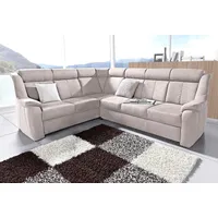 Ecksofa SIT & MORE "Basel L-Form" Sofas Gr. B/H/T: 261cm x 98cm x 211cm, Luxus-Microfaser ALTARA NUBUCK, langer Schenkel rechts, ohne Relaxfunktion, beige (natur) wahlweise mit Relaxfunktion