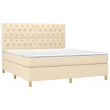 vidaXL Boxspringbett mit Matratze Creme 160x200 cm Stoff