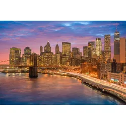 Fototapete PAPERMOON "Manhattan Sonnenuntergang", bunt, B:3,50m L:2,60m, Vlies, Tapeten