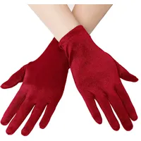 EORUBE 1920s Handschuhe für Damen Handgelenklange Kurze Satin Handschuhe Party Kostüm (Rot) - Einheitsgröße