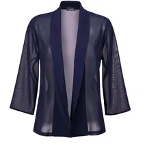 GOLDNER Kurzgröße: Blaue leichte Jacke mit Schalkragen, Halbarm", in marine | Gr.: 21