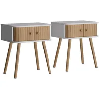 Vichy Vicco Nachttisch, Germo, Weiss/Bambus, 40 x 47 cm
