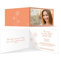 Konfirmation Einladungskarten (10 Stück) - Pusteblume in Apricot - Konfirmationskarten Einladung