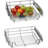 AufuN 2 Stücke Teleskopschublade Ausziehbare Schrankauszug Ablage Küchenschublade Regal Schlafzimmerschublade Küchen Korbauszug (Für 60cm Schränke)
