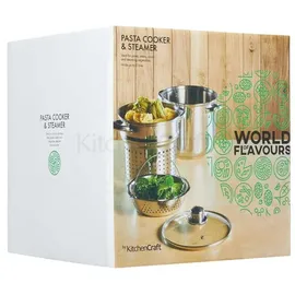 KitchenCraft World of Flavours Nudeltopf mit Dampfeinsatz 4 l