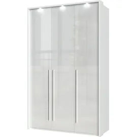 PLACES OF STYLE Kleiderschrank PLACES OF STYLE "Piano, inklusive Rahmen und Beleuchtung, soft-close-Funktion", weiß (weiß hochglanz), B:142cm H:226cm T:60cm, Spanplatte, Schränke, Kleiderschrank Drehtürenschrank, beige oder weiß, UV lackiert, Hochglanzfronten,