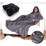 heimtexland ® Kuscheldecke Cashmere Feeling Thermodecke TV Decke mit Ärmeln und Tasche Sofadecke Flauschig Weich Wärmend Typ753 Schwarz