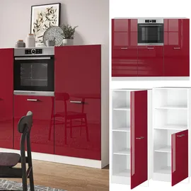 Vicco Küchenzeile R-Line 180 cm Bordeaux Hochglanz/Weiß
