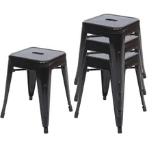 Mendler 4er-Set Hocker HWC-A73, Metallhocker Sitzhocker, Metall Industriedesign stapelbar - schwarz