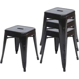 Mendler 4er-Set Hocker HWC-A73, Metallhocker Sitzhocker, Metall Industriedesign stapelbar - schwarz