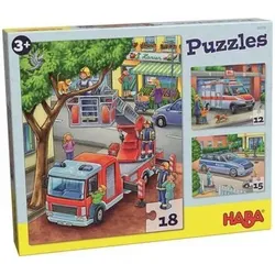 HABA 302759 Puzzles Polizei, Feuerwehr & Co.