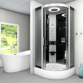 AcquaVapore D58-53M1 Komplettdusche mit Schiebetür 90 x 90 cm schwarz Sicherheitsglas D58-53M1