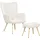 Beliani Sessel Vejle Polyester 67 x 95 x 52 cm Weiß/Braun mit Hocker