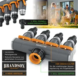 Brandson 4-Wege Wasserverteiler 3er-Set orange/schwarz